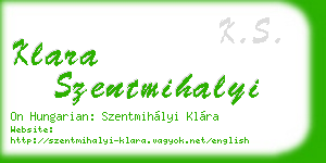 klara szentmihalyi business card